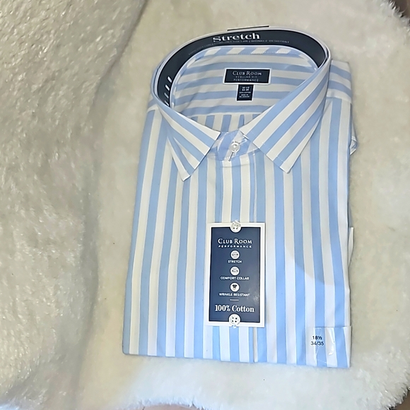 Club Room Performance Man Comfort Shirt with Rinkle resistance Size 18 1/2 34-35 - Picture 1 of 10